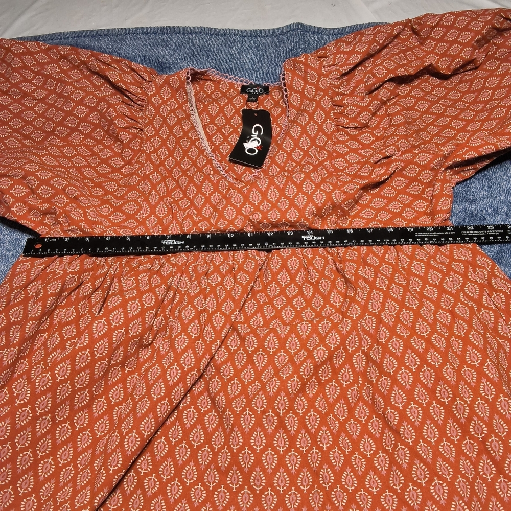 GiGio Women's Puff Sleeve Babydoll Dress with Lace Trim Size Large NWT - Picture 9 of 11
